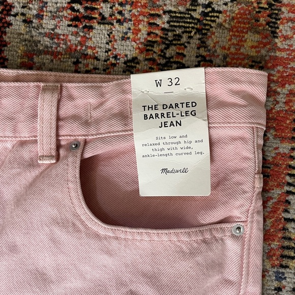 NWT Madewell The Darted Barrel-Leg Jean in Pink Size 32 - Picture 6 of 10